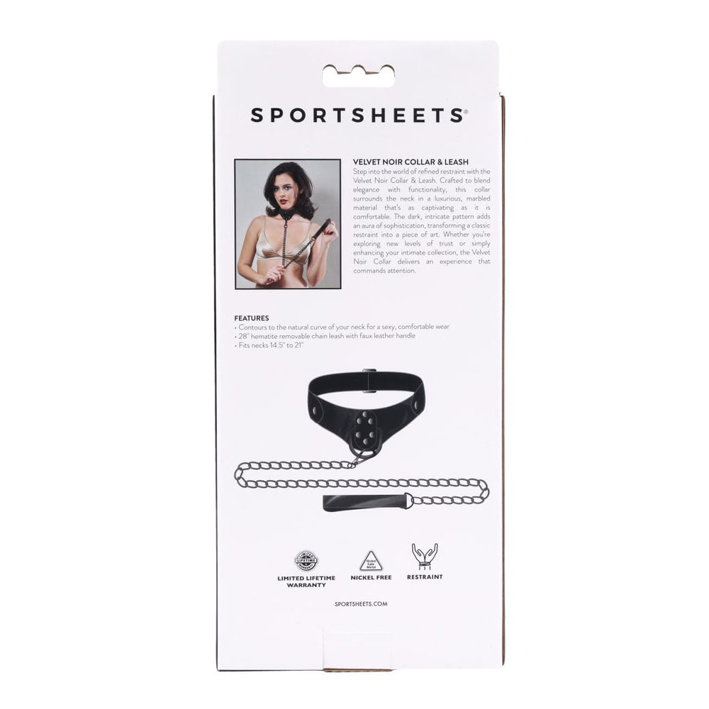 SPORTSHEETS Velvet Noir Collar & Leash -  Restraint & Leash