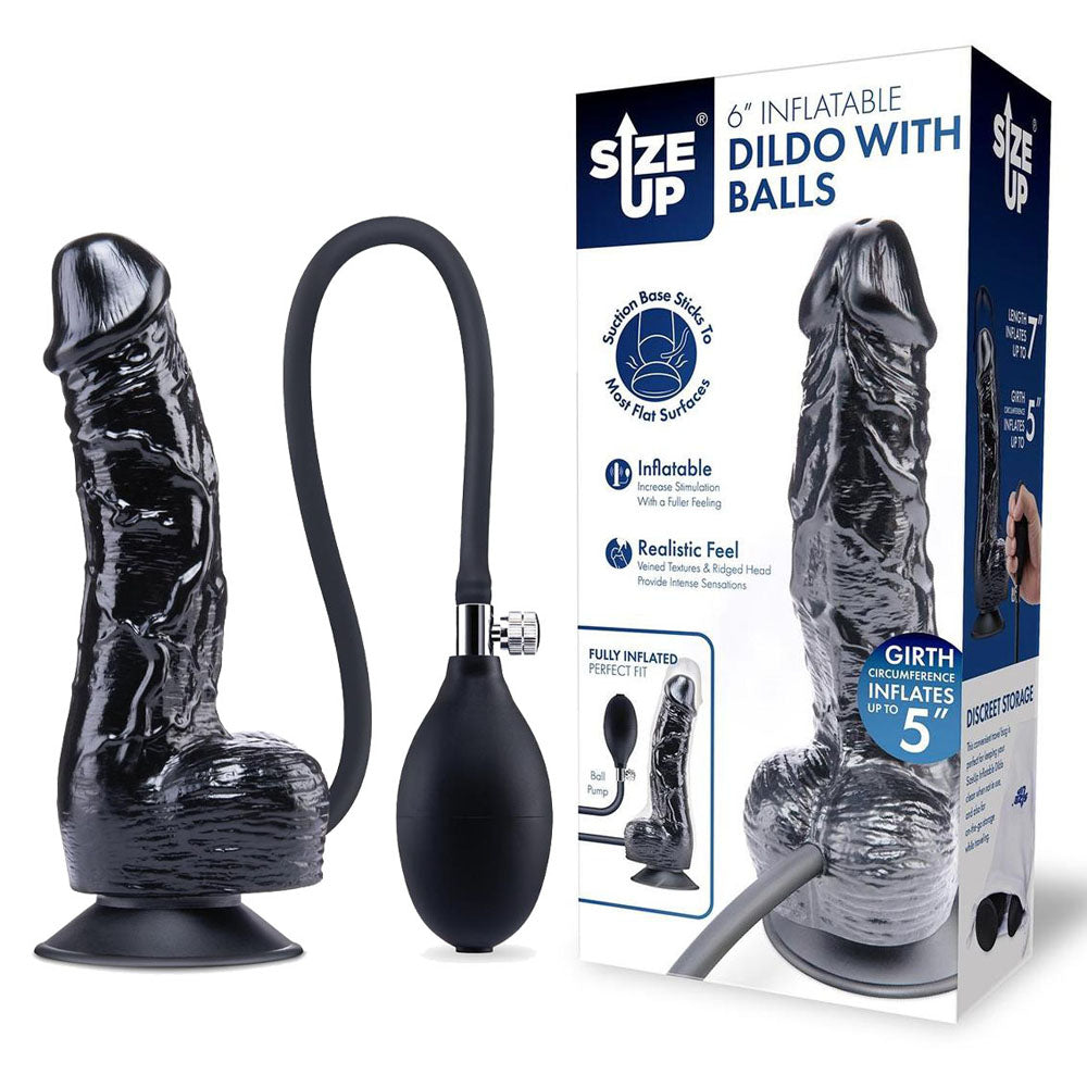 Size Up 6 Inch Inflatable Dildo with Balls -  17.8 cm Inflatable Dong