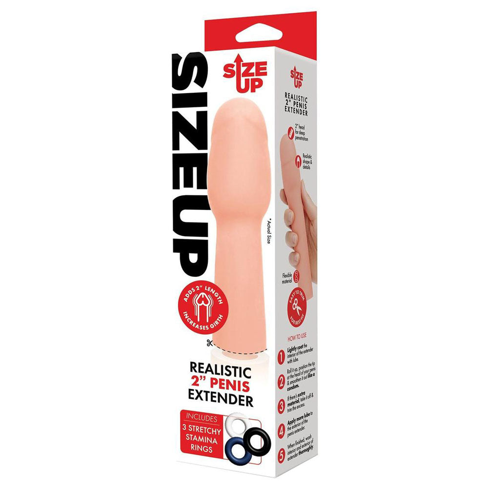 Size Up Realistic 2 Inch Penis Extender -  5 cm (2'') Penis Extension Sleeve