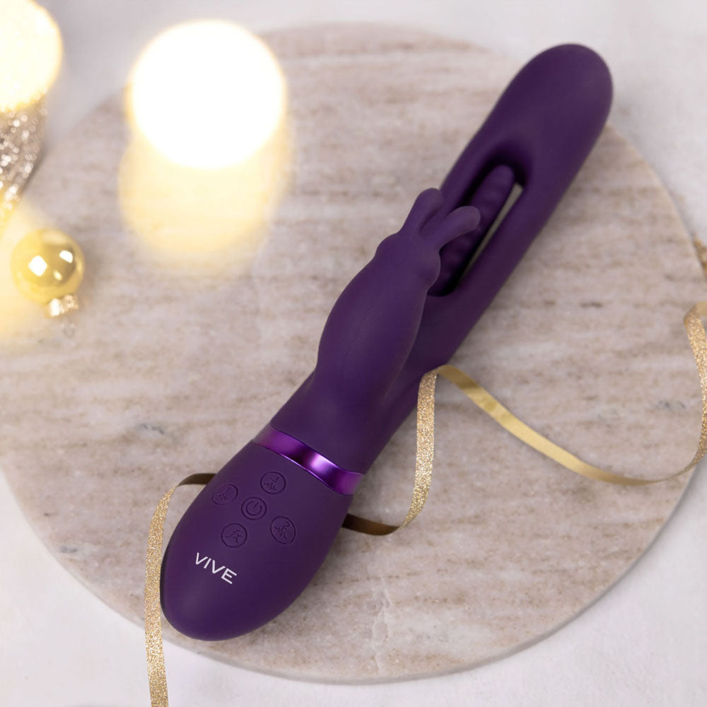 VIVE Mika -  -  23.2 cm USB Rechargeable Rabbit Vibrator with Flapping Shaft