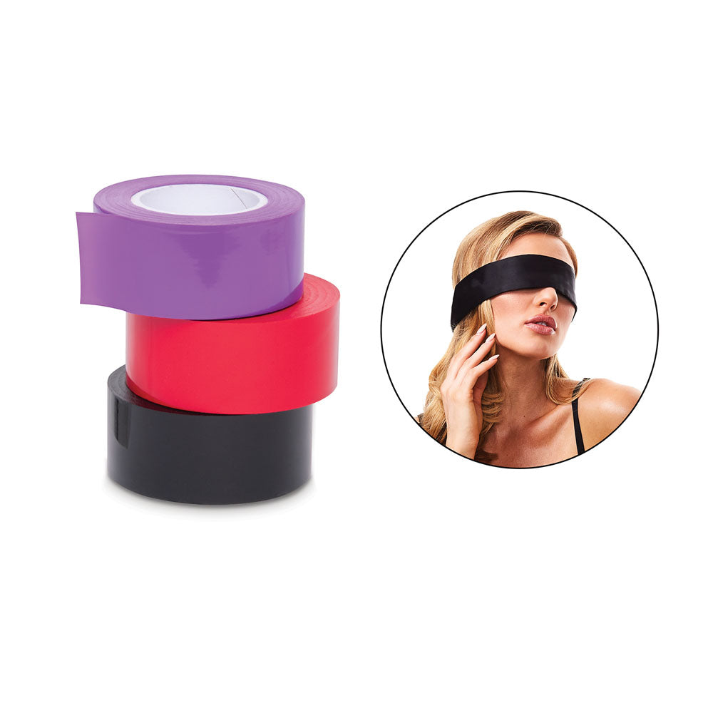 WhipSmart Bondage Tape 3-Pack with Blindfold - Set of 3  Bondage Tapes and Bonus Satin Blindfold