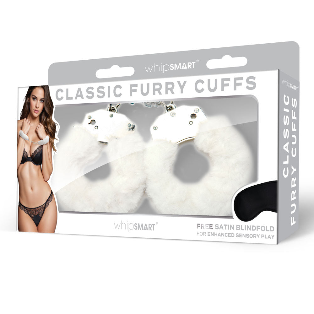 WhipSmart Classic Furry Cuffs -  -  Furry Restraints with Bonus Eye Mask