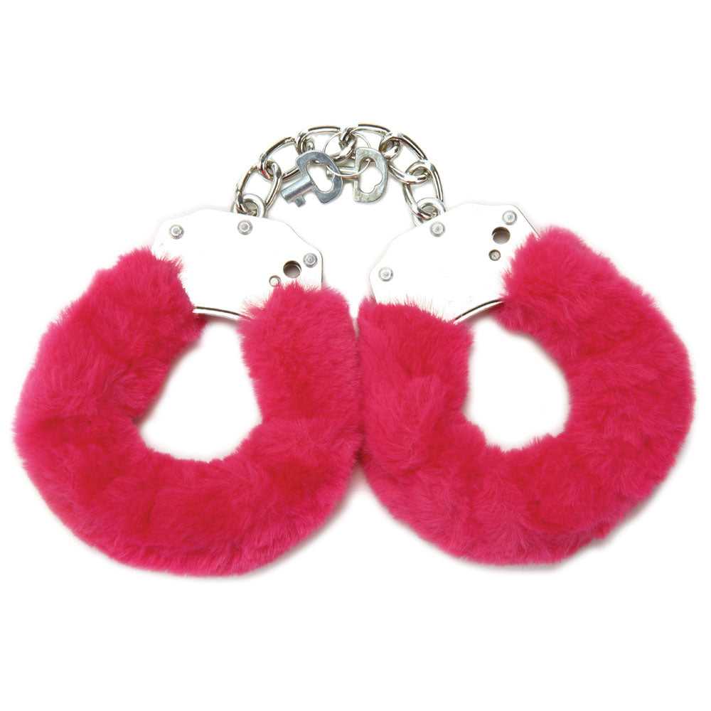WhipSmart Classic Furry Cuffs - Hot  - Hot  Furry Restraints with Bonus Eye Mask