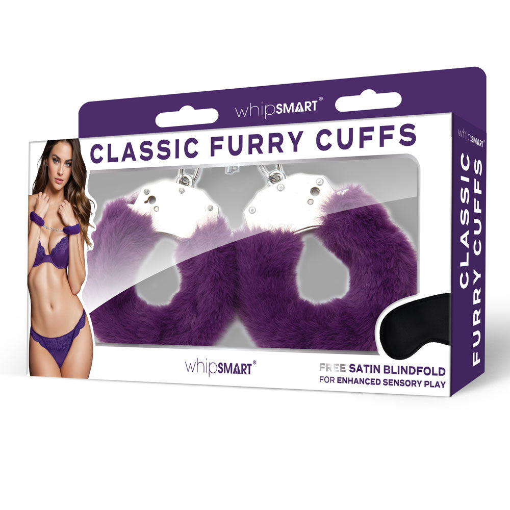 WhipSmart Classic Furry Cuffs -  -  Furry Restraints with Bonus Eye Mask