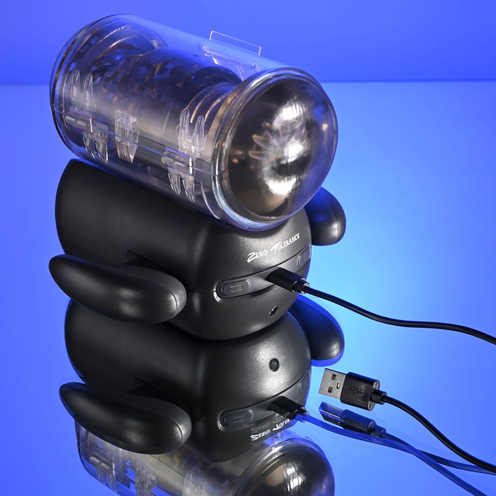 Zero Tolerance HOLD ME TIGHT -  USB Rechargeable Vibrating Auto Stroker with Phone Holder