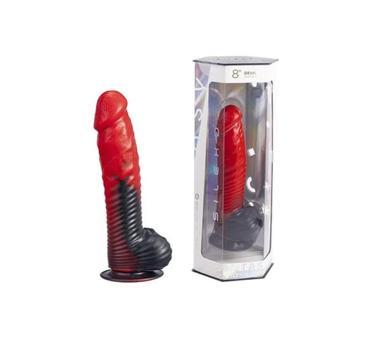 SILEXD 8" MODEL 1 FANTASY LIQUID SILICONE DEVIL RED DILDO STRIPES