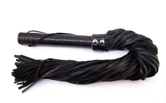ROUGE Black Leather Flogger with Leather Handle
