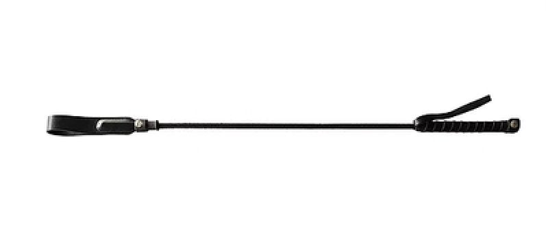 ROUGE Long Riding Crop Slim Leather Black Tip 24"